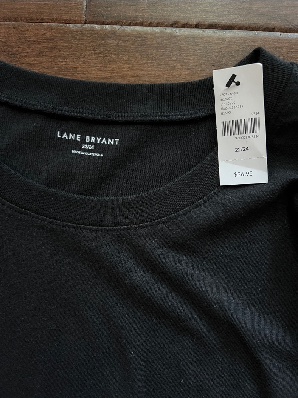 Lane Bryant Black Short-Sleeve Puff Shoulder Tee - Picture 3 of 3